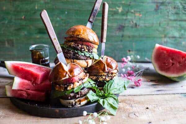 Fried Mozzarella and Caramelized Peach Caprese Burger | halfbakedharvest.com @hbharvest