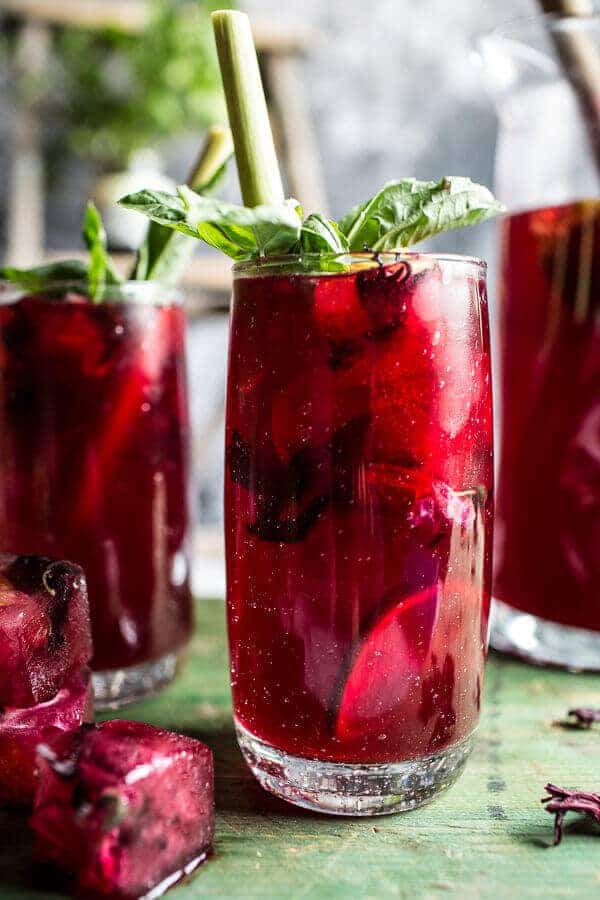 Hibiscus, lemongrass, Basil and Honey Sweet Iced Tea | halfbakedharvest.com @hbharvest