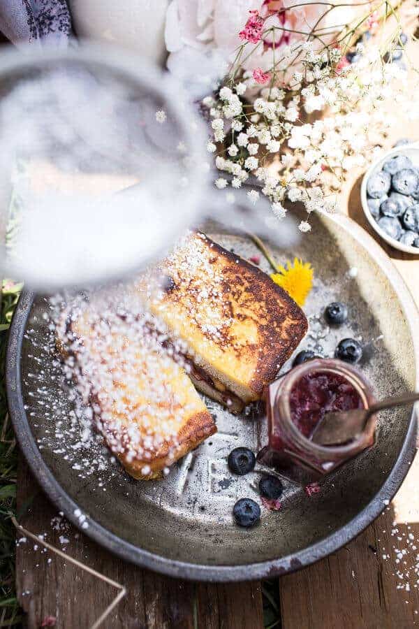 Peanut Butter & Rhubarb Jelly Hot French Toast Sammie | halfbakedharvest.com @hbharvest