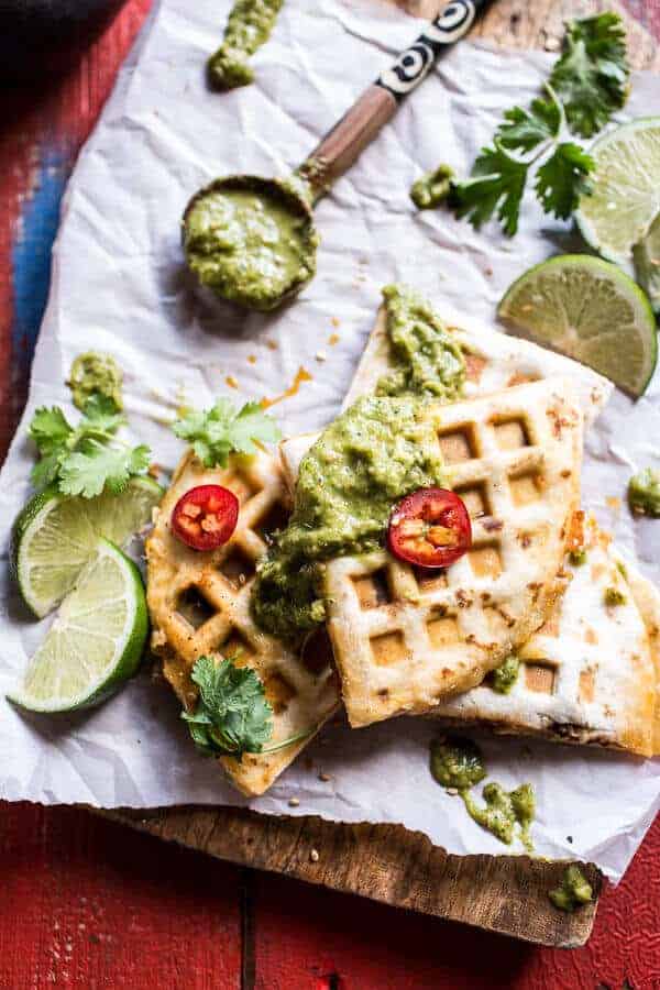 Spicy Pork Al Pastor Quesadilla with Roasted Tomatillo Salsa Verde | halfbakedharvest.com @hbharvest