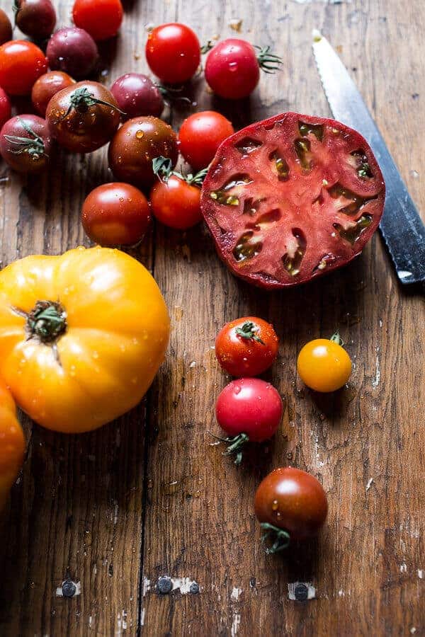 Tomato, Salami and Chunky Arugula-Basil Pesto Bruschetta | halfbakedharvest.com @hbharvest