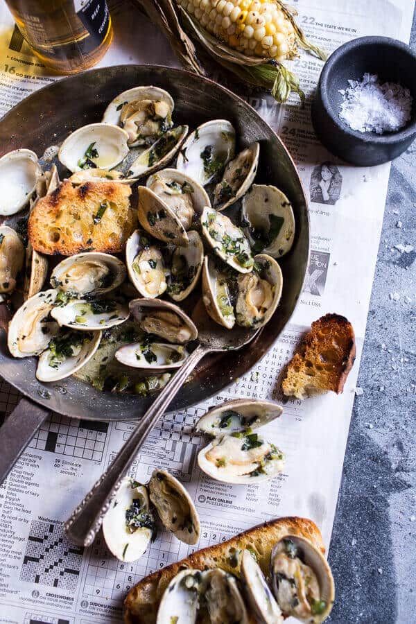Grilled Clams with Charred Jalapeño Basil Butter | halfbakedharvest.com @hbharvest