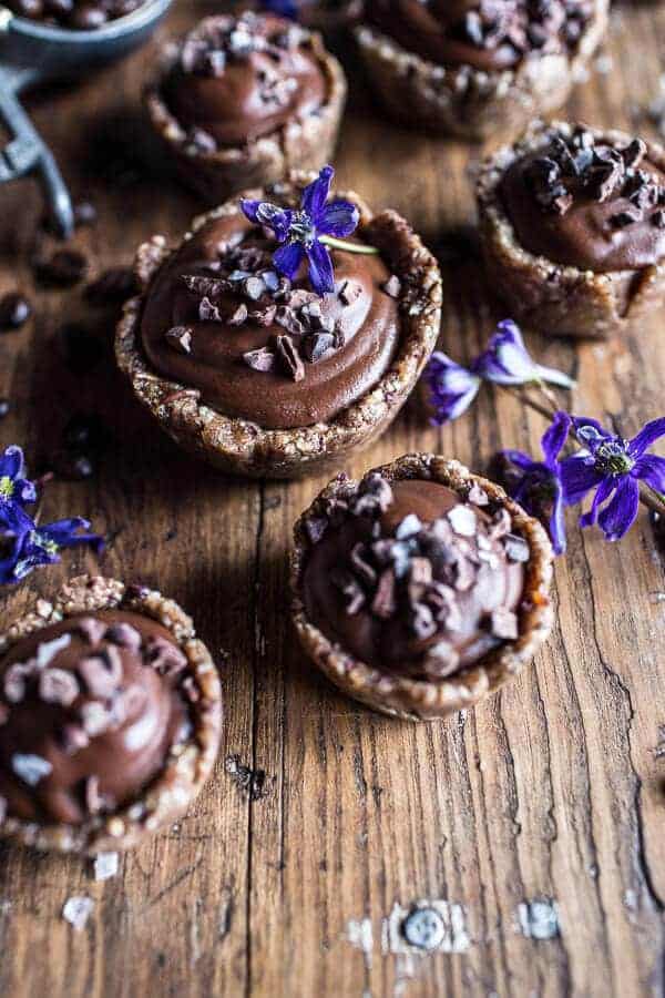 Mini Vegan No-Bake Chocolate Mocha Fudge and Coconut Tarts | halfbakedharvest.com @hbharvest