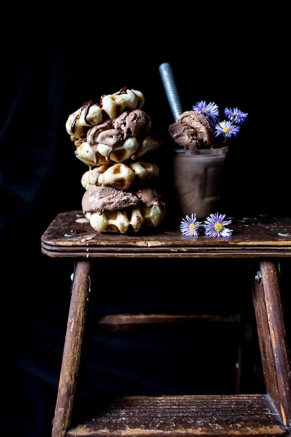 Chocolate Chip Cookie Dough Stuffed Waffle and Chocolate Ice Cream Sandwiches | halfbakedharvest.com @hbharvest