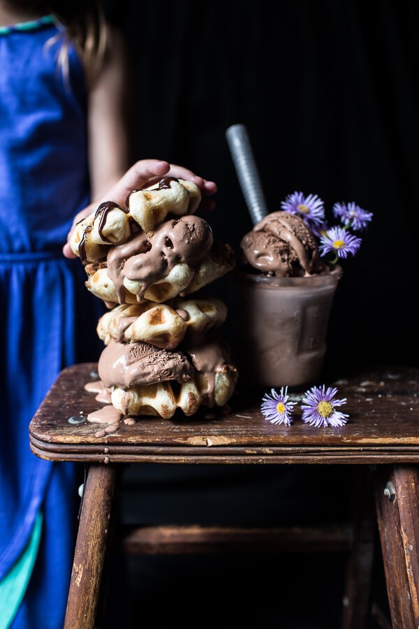 Chocolate Chip Cookie Dough Stuffed Waffle and Chocolate Ice Cream Sandwiches | halfbakedharvest.com @hbharvest