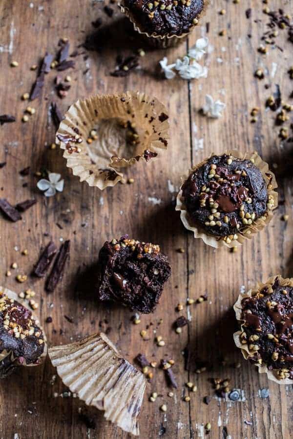 Double Chocolate Coconut oil Zucchini Muffins with Caramelized Buckwheat | halfbakedharvest.com @hbharvest