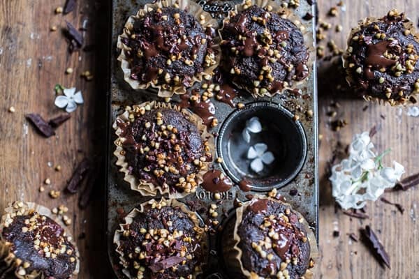 Double Chocolate Coconut oil Zucchini Muffins with Caramelized Buckwheat | halfbakedharvest.com @hbharvest