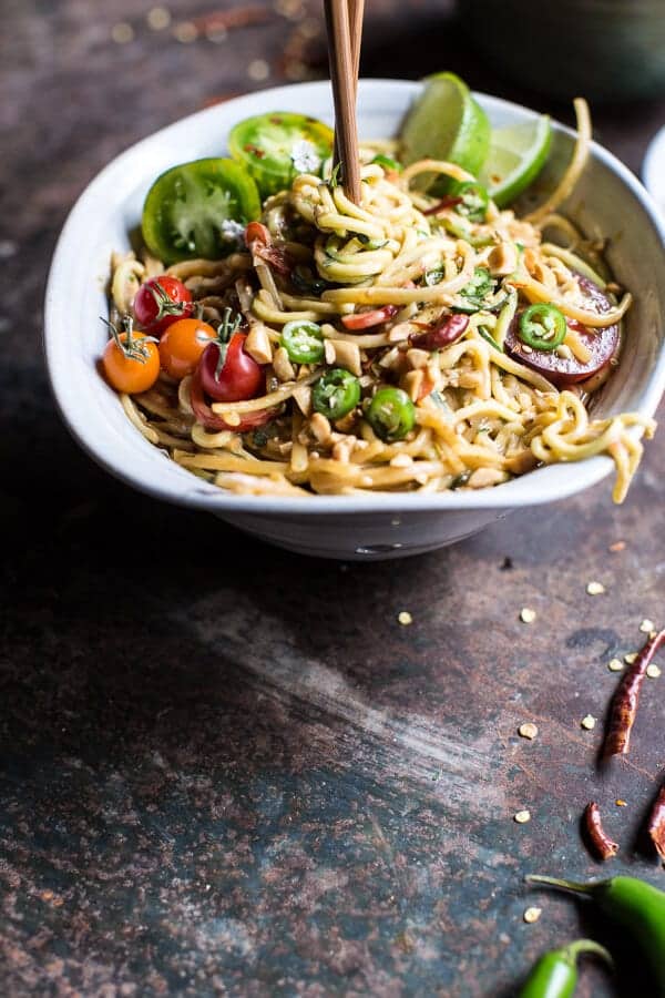 Firey Szechuan Peanut and Chili Zucchini Noodles | halfbakedharvest.com @hbharvest