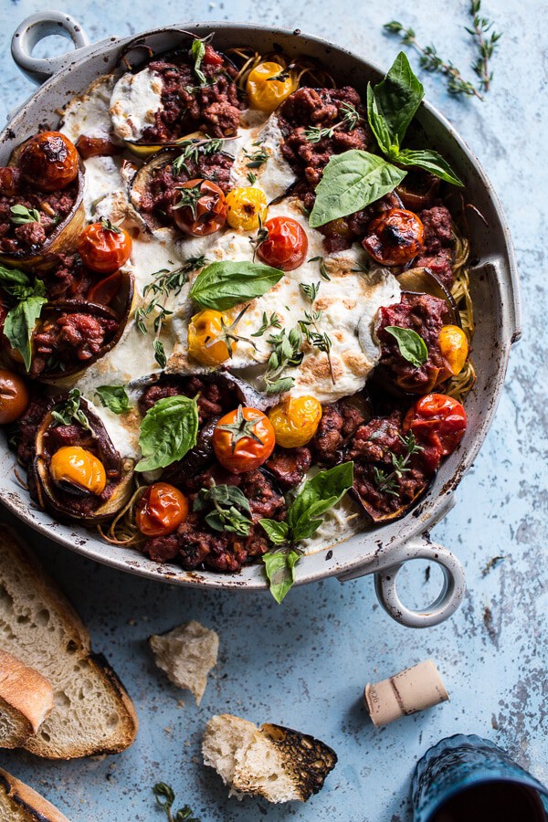 Italian Turkey and Tomato Basil Eggplant Roll Pasta Bake | halfbakedharvest.com @hbharvest