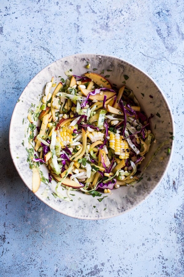 Seafood Tacos with Lime-Green Chile Sauce + Grilled Corn Slaw | halfbakedharvest.com @hbharvest