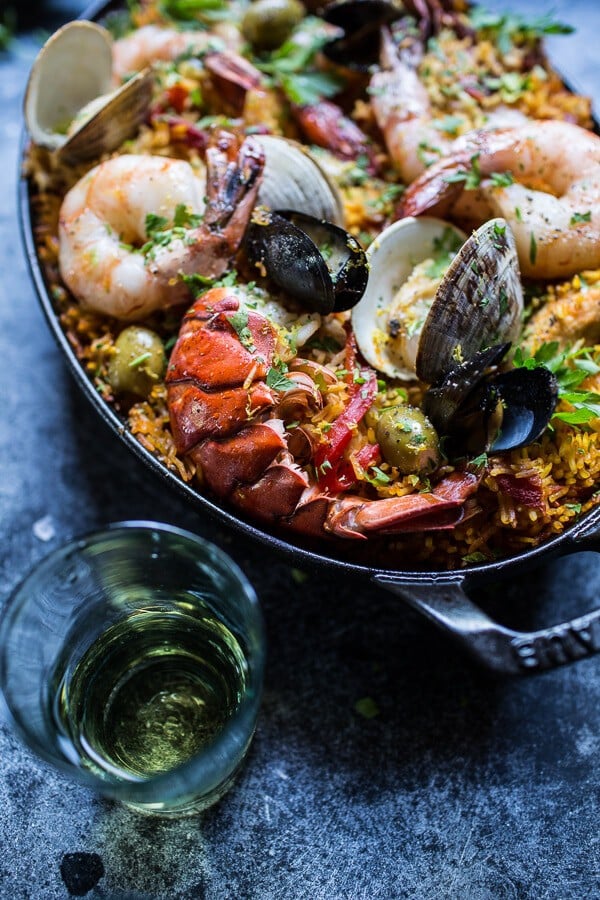 Skillet Grilled Seafood and Chorizo Paella | halfbakedharvest.com @hbharvest