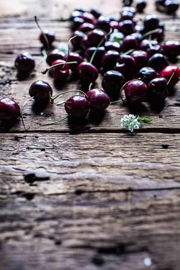 Smoked Ancho Chile Salted Steaks with Drunken Burst Sweet Cherries + Burrata | @hbharvest