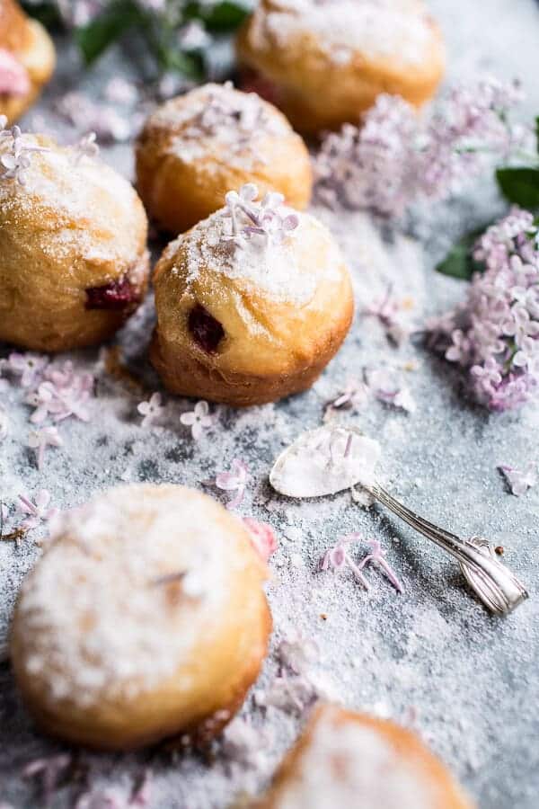 Strawberry Jelly and Vanilla Cream Brioche Doughnuts with Lilac Sugar | halfbakedharvest.com @hbharvest