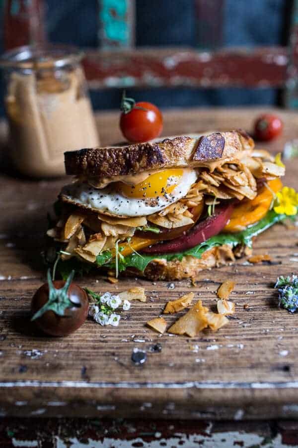 Vegan BLT (…minus that egg) with Chipotle Tahini “Mayo” | halfbakedharvest.com @hbharvest