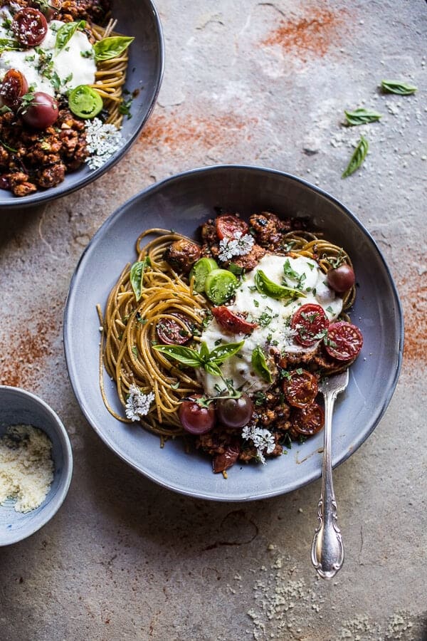 20 Minute Heirloom Tomato Basil Chicken Parmesan Bolognese | halfbakedharvest.com @hbharvest