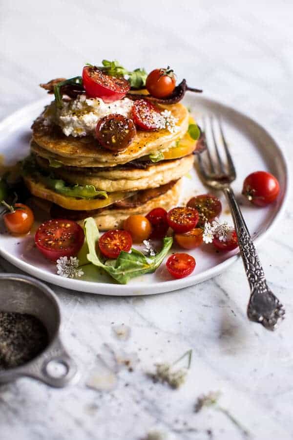 BLT Quark Pancakes with Chipotle Bourbon Dressing | halfbakedharvest.com @hbharvest