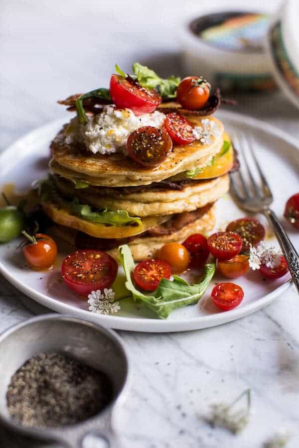 BLT Quark Pancakes with Chipotle Bourbon Dressing | halfbakedharvest.com @hbharvest