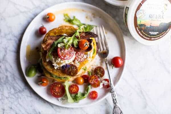 BLT Quark Pancakes with Chipotle Bourbon Dressing | halfbakedharvest.com @hbharvest