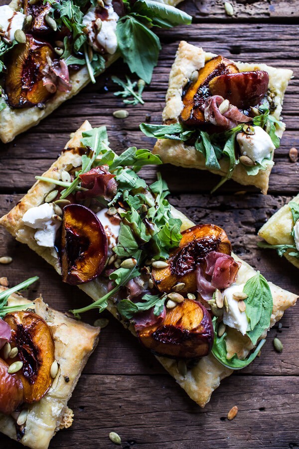 Balsamic Roasted Peach, Basil Chicken and Prosciutto Tarts | halfbakedharvest.com @hbharvest