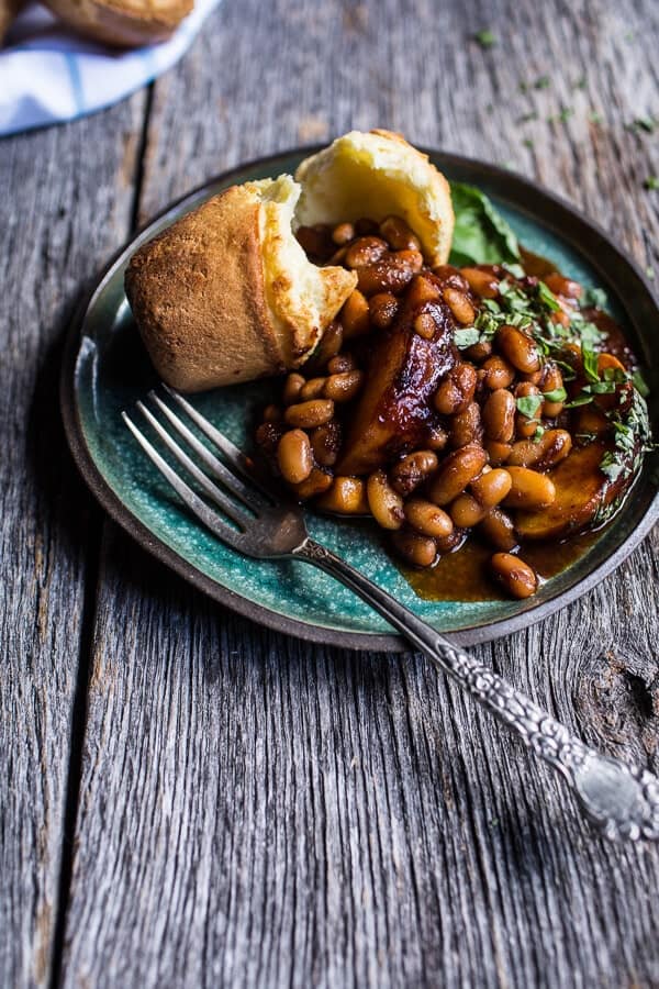 Bourbon Peach BBQ Baked Beans | halfbakedharvest.com @hbharvest