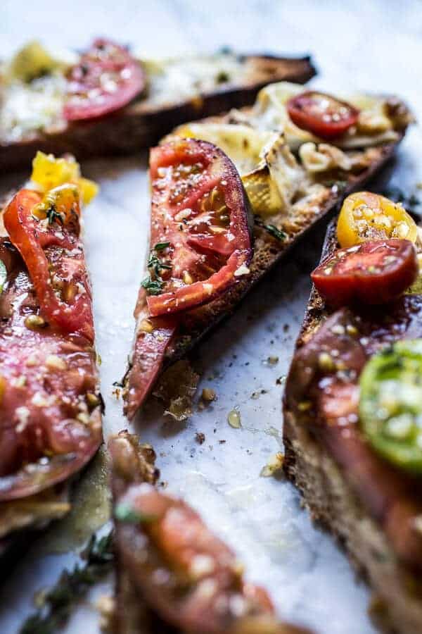 Buttered Brie and Heirloom Tomato Toast with Honey, Thyme + Walnuts | halfbakedharvest.com @hbharvest