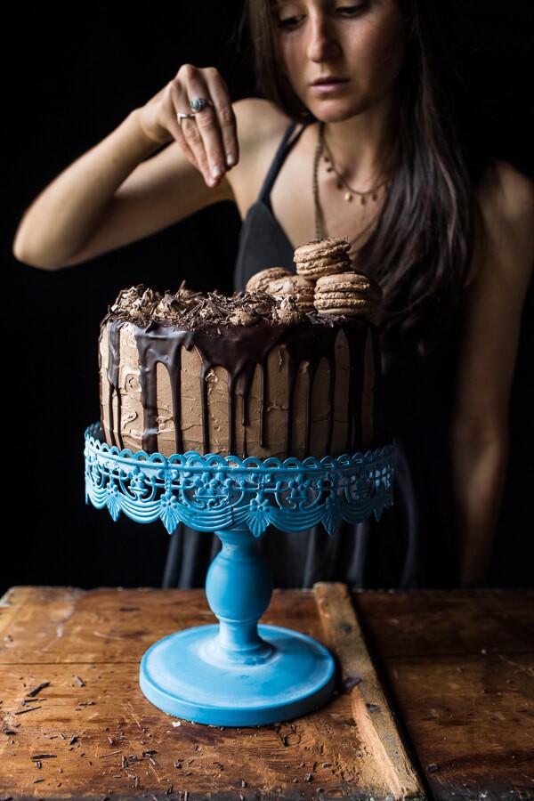 Chocolate Bourbon Caramel Macaron Cake| halfbakedharvest.com @hbharvest