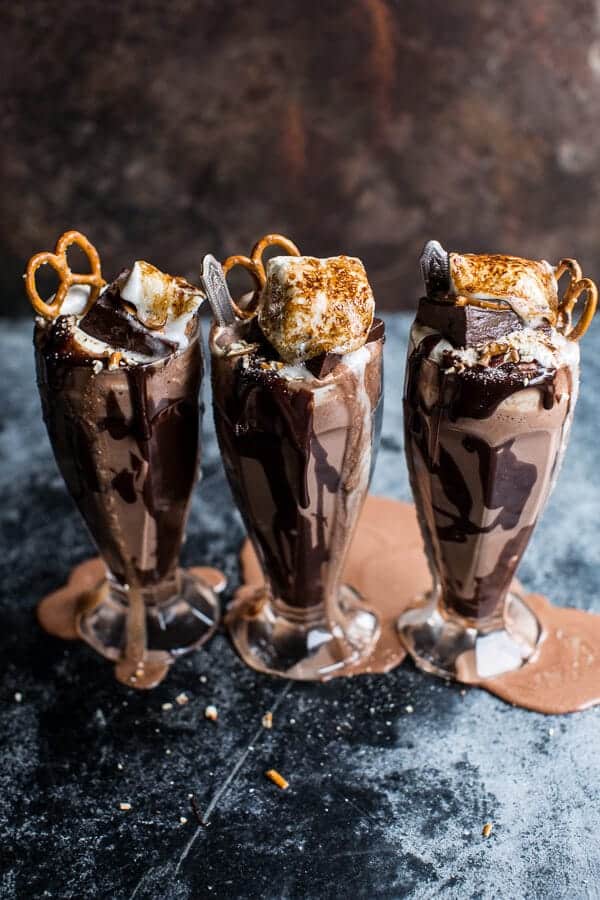 Salted Pretzel Nutella Fudge Milkshake with Malted Milk Whipped Cream | halfbakedharvest.com @hbharvest