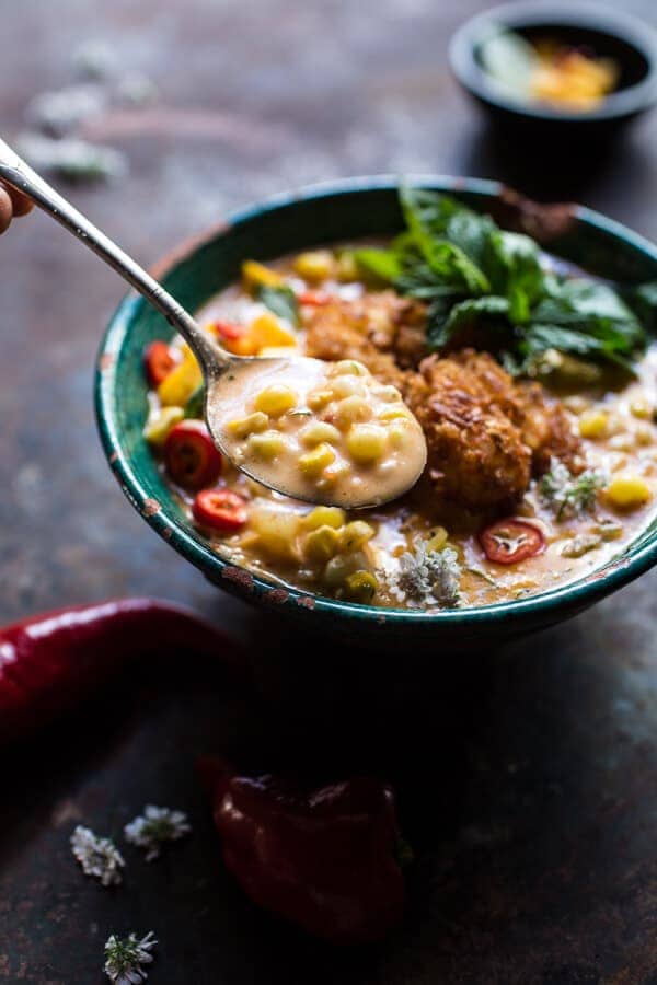 Thai Chile Corn Chowder with Coconut Fried Shrimp | halfbakedharvest.com @hbharvest