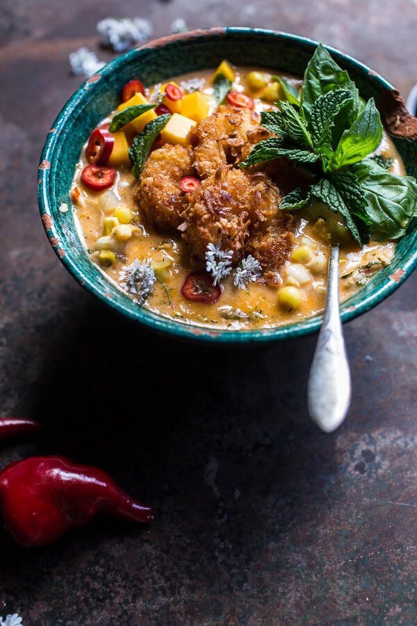Thai Chile Corn Chowder with Coconut Fried Shrimp | halfbakedharvest.com @hbharvest