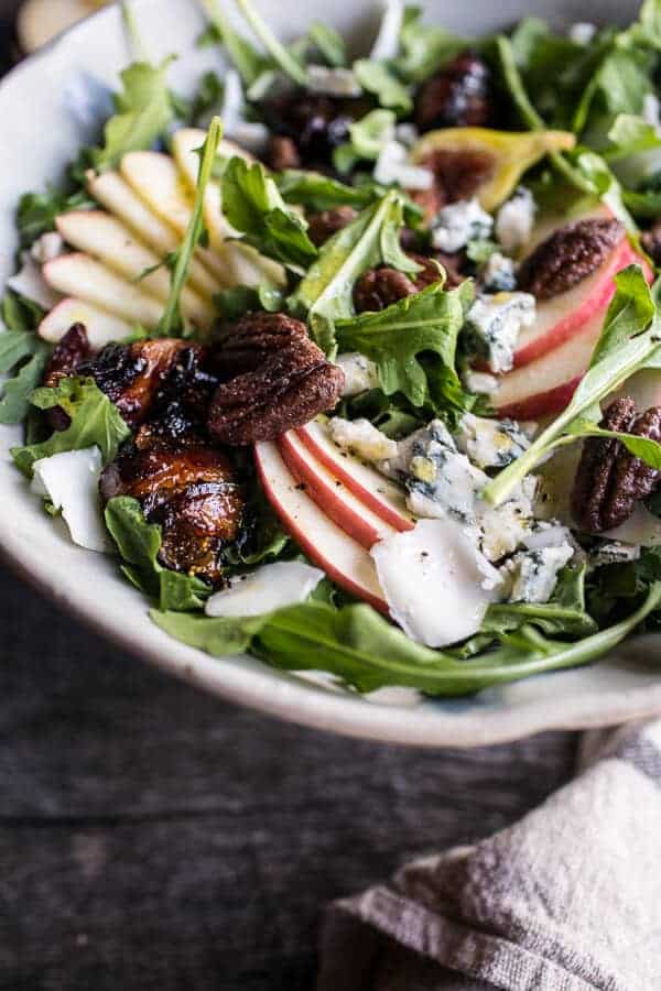 Bacon Wrapped Fig and Honeycrisp Apple Salad with Salted Caramel Pecans | halfbakedharvest.com @hbharvest