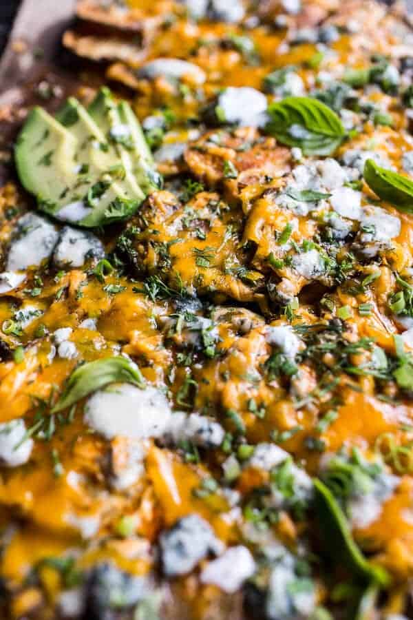 Crispy Buffalo Cheddar Potato Nachos | halfbakedharvest.com @hbharvest