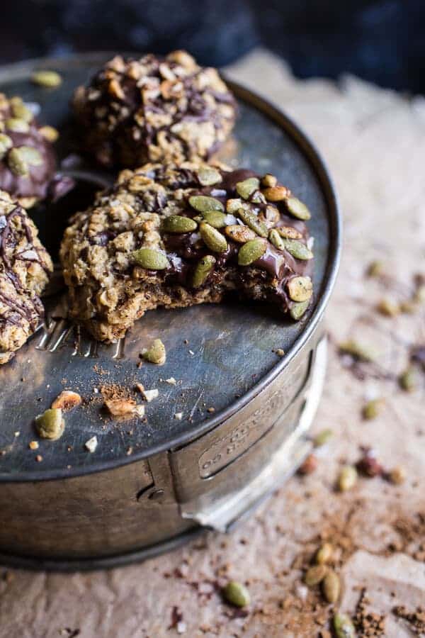 Harvest Oatmeal Chocolate Chunk Cookies with Salted Toasted Pepitas | halfbakedharvest.com @hbharvest