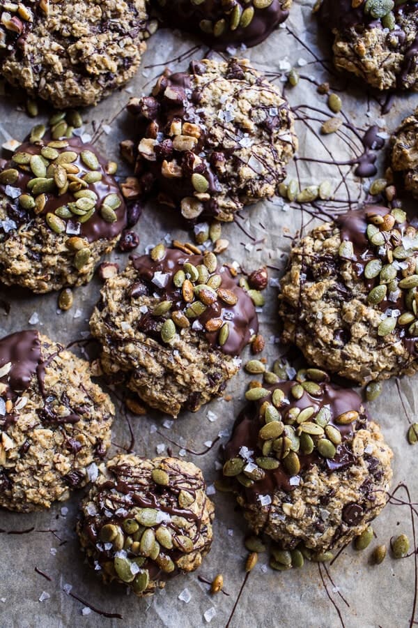 Harvest Oatmeal Chocolate Chunk Cookies with Salted Toasted Pepitas | halfbakedharvest.com @hbharvest