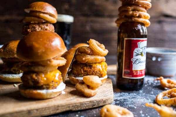 Kickin' Cajun Chicken Sliders with Beer Battered Onion Rings | halfbakedharvest.com @Hbharvest