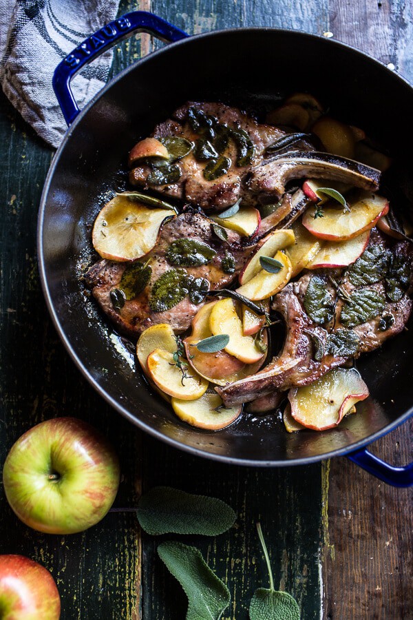 Cider Apple and Sage Roasted Pork Chops with Brown Butter Gorgonzola Polenta | halfbakedharvest.com @hbharvest