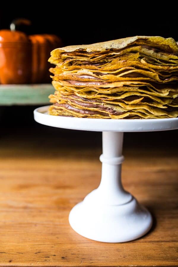Pumpkin Nutella Crepe Cake | halfbakedharvest.com @hbharvest