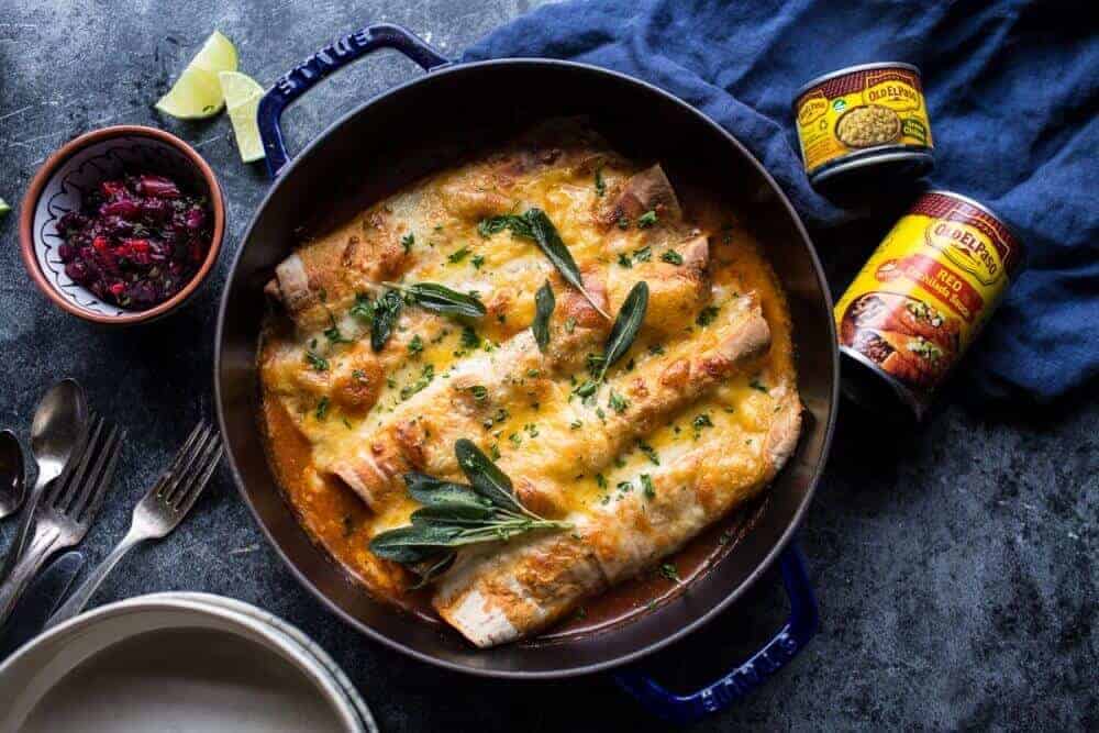 Green Chile Butternut Squash and Turkey Enchiladas with Crispy Sage | halfbakedharvest.com @hbharvest