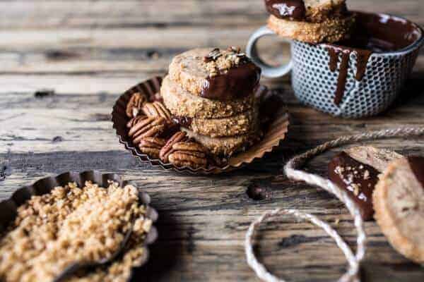 Slice N Bake Vanilla Brown Butter Pecan Cookies…Dipped in Chocolate | halfbakedharvest.com @hbharvest