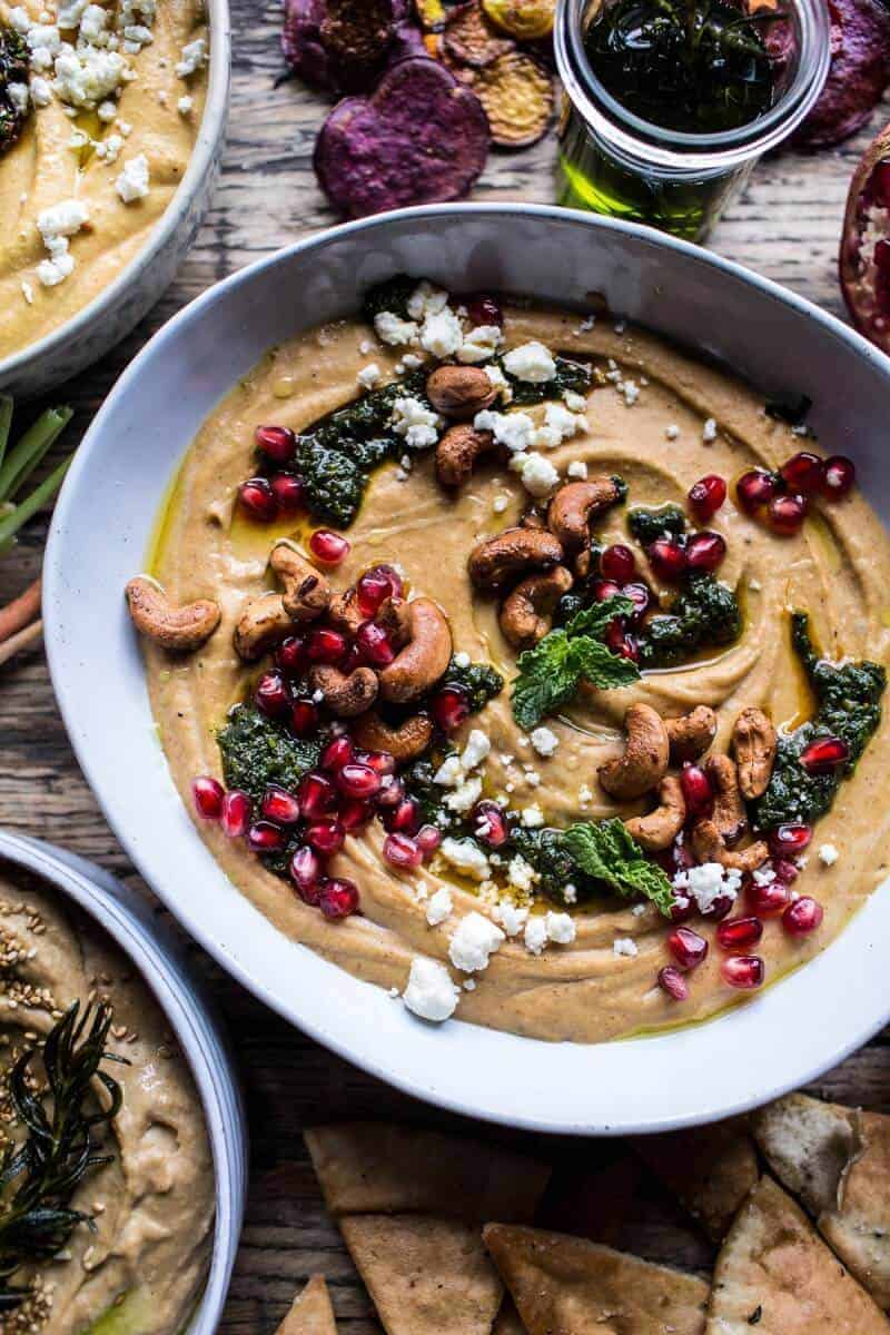 The Big Holiday Hummus Board with Roasted Root Veggie Chips | halfbakedharvest.com @hbharvest