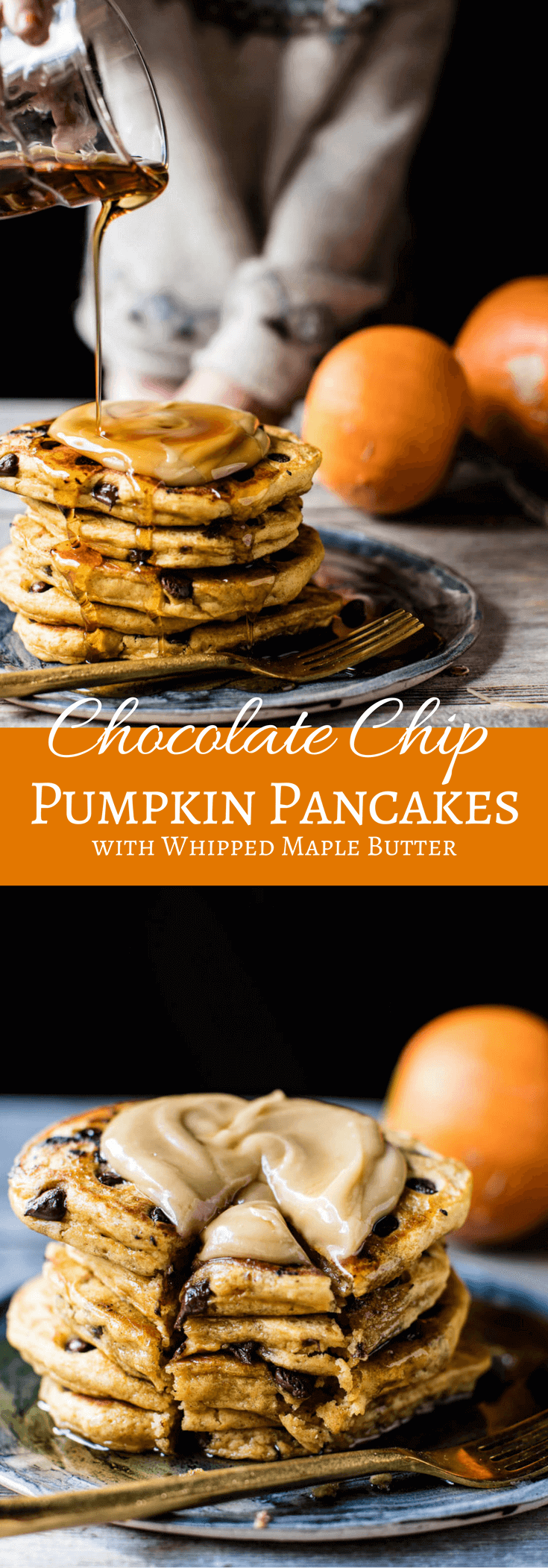 Chocolate Chip Pumpkin Pancakes with Whipped Maple Butter | halfbakedharvest.com @hbharvest
