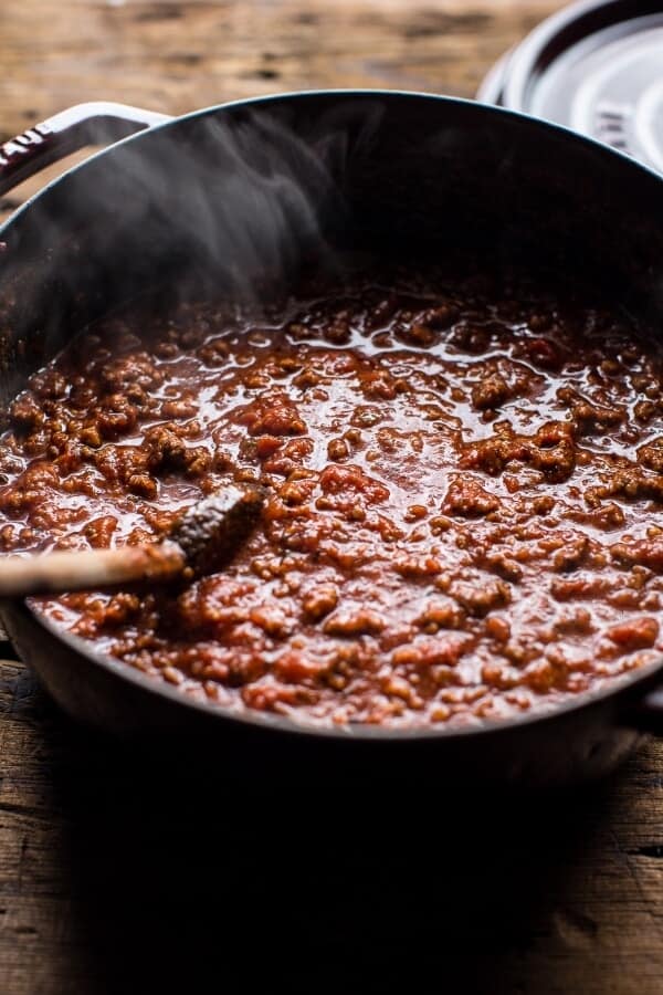 Chorizo Bolognese Pasta with Sourdough Pangrattato + Burrata | halfbakedharvest.com @hbharvest