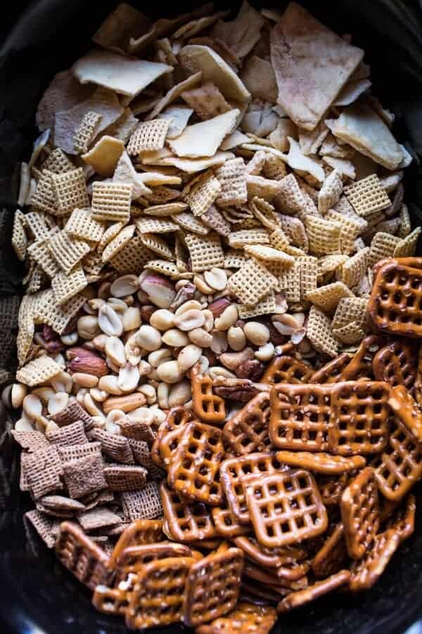 Easy Crockpot (Christmas Eve) Chex Mix | halfbakedharvest.com @hbharvest