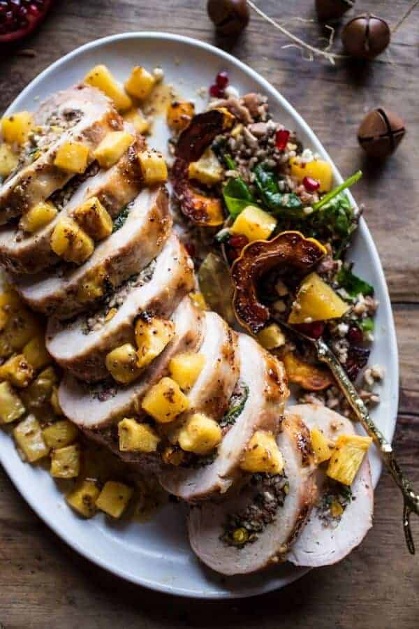 Pineapple Glazed Pork Roast with Bacon Wild Rice Stuffing | halfbakedharvest.com @hbharvest