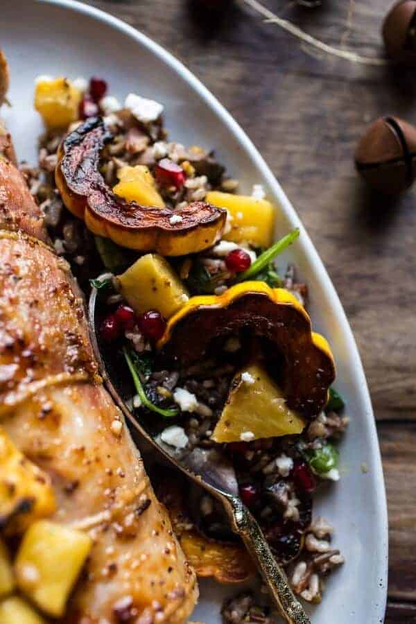 Pineapple Glazed Pork Roast with Bacon Wild Rice Stuffing | halfbakedharvest.com @hbharvest