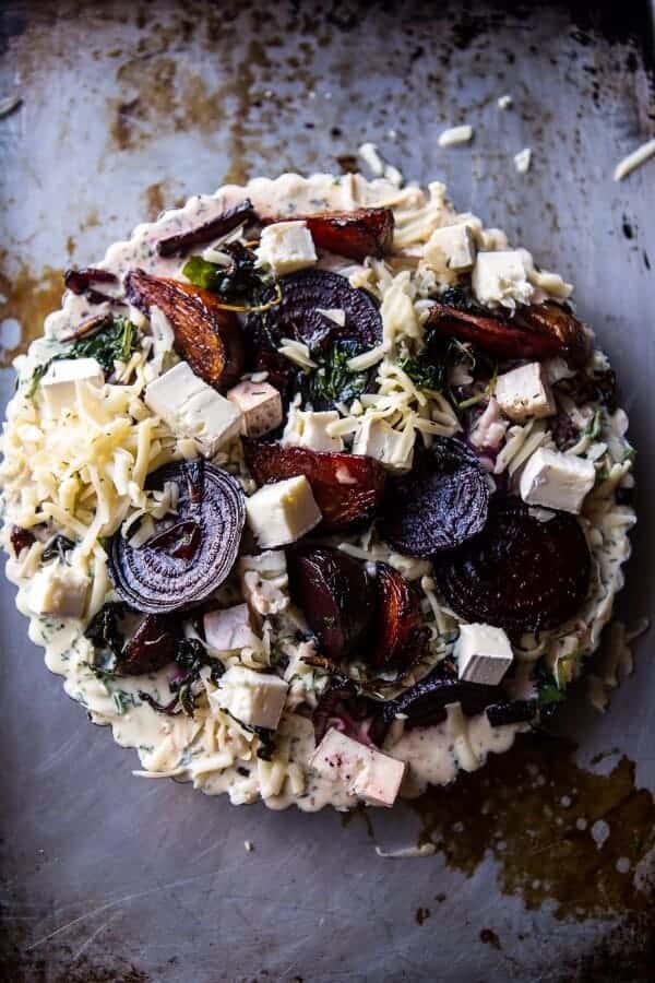 Roasted Beet, Baby Kale and Brie Quiche | halfbakedharvest.com @hbharvest
