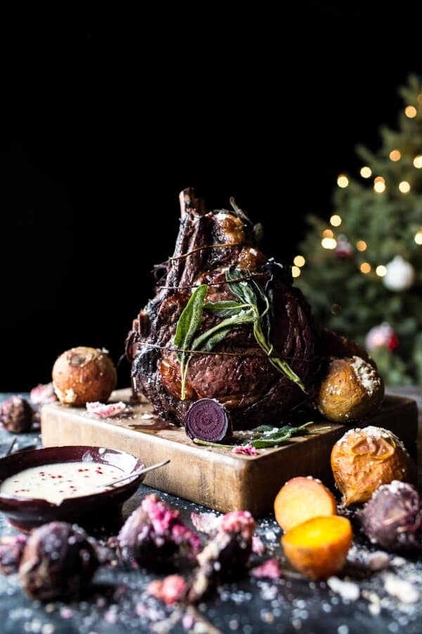 Sage Crusted Standing Rib Roast with Gorgonzola Cream Sauce (VIDEO) | halfbakedharvest.com @hbharvest