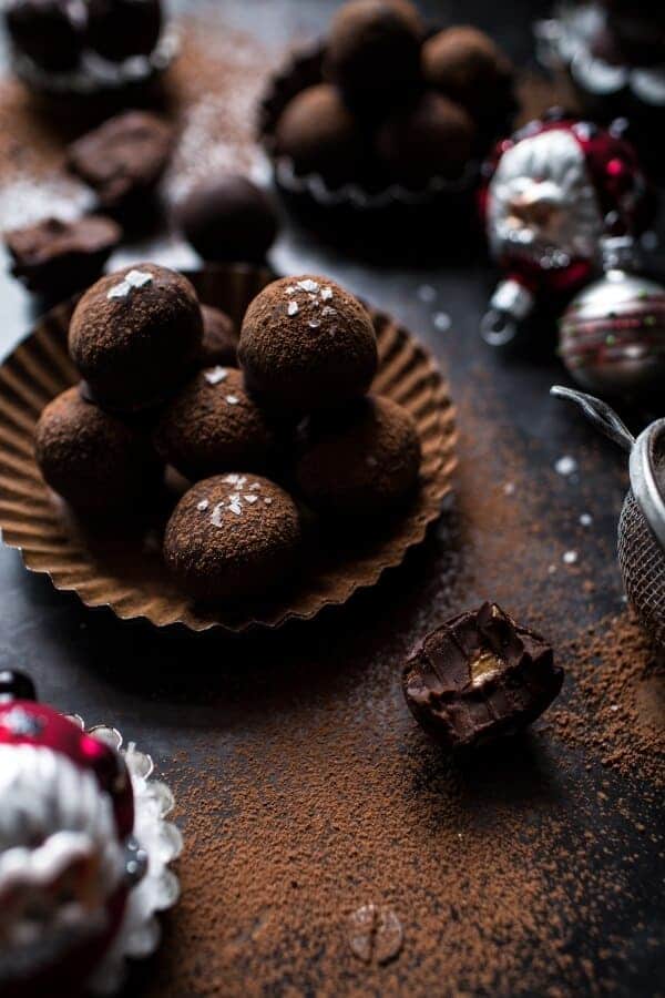 Salted Peanut Butter Caramel Chocolate Truffles | halfbakedharvest.com @hbharvest