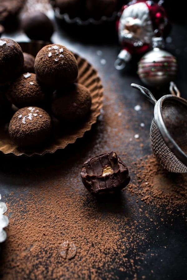 Salted Peanut Butter Caramel Chocolate Truffles | halfbakedharvest.com @hbharvest