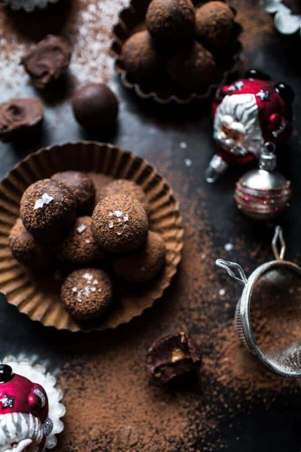 Salted Peanut Butter Caramel Chocolate Truffles | halfbakedharvest.com @hbharvest