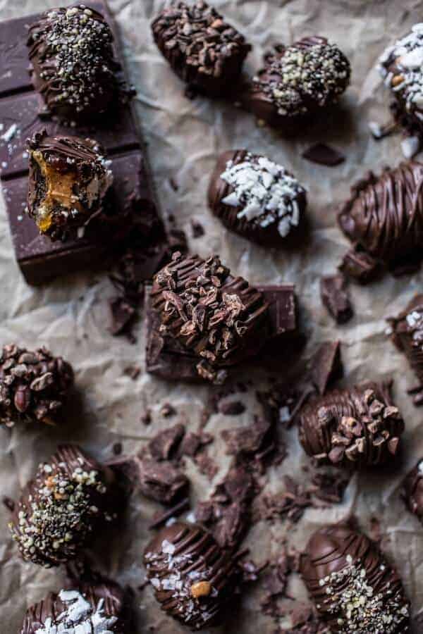 4-Ingredient Dark Chocolate Covered Peanut Butter Stuffed Dates | halfbakedharvest.com @hbharvest